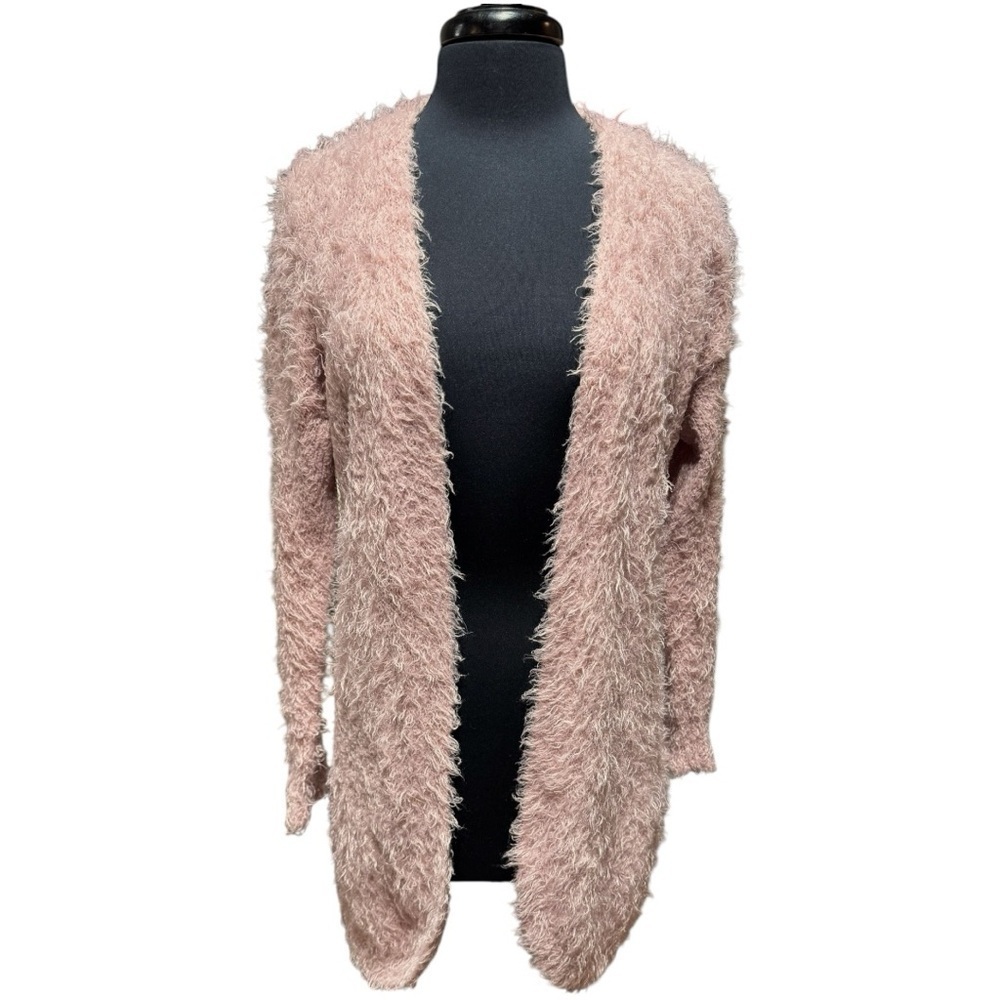 NWOT Moral Fiber Cozy Shaggy Dusty Rose Open Cardigan Sweater Size Large - Picture 1 of 6